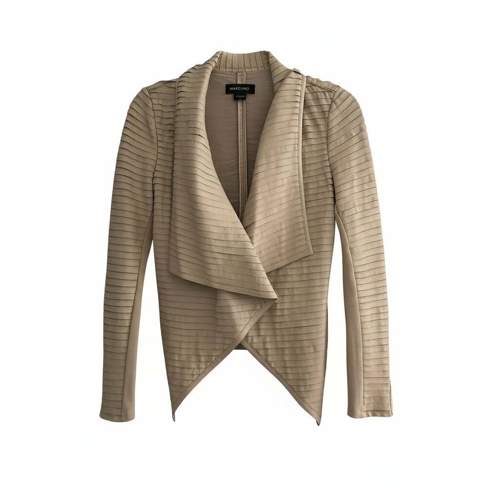 Marciano Blush Nude Leather Shawl Moto Jacket Size 2